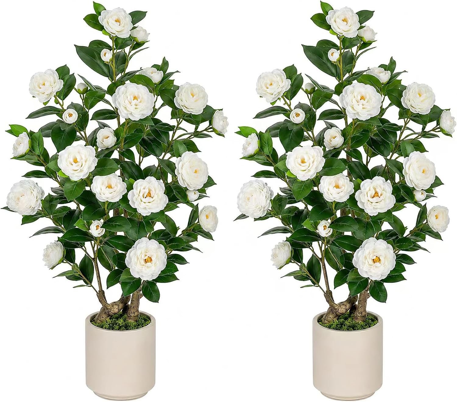 πΈ 2 Pack 3FT Artificial Camellia Trees with Pots, Realistic White Faux Flowers πΈ 2 Pack 3FT Artificial Camellia Trees with Pots, Realistic White Faux Flowers