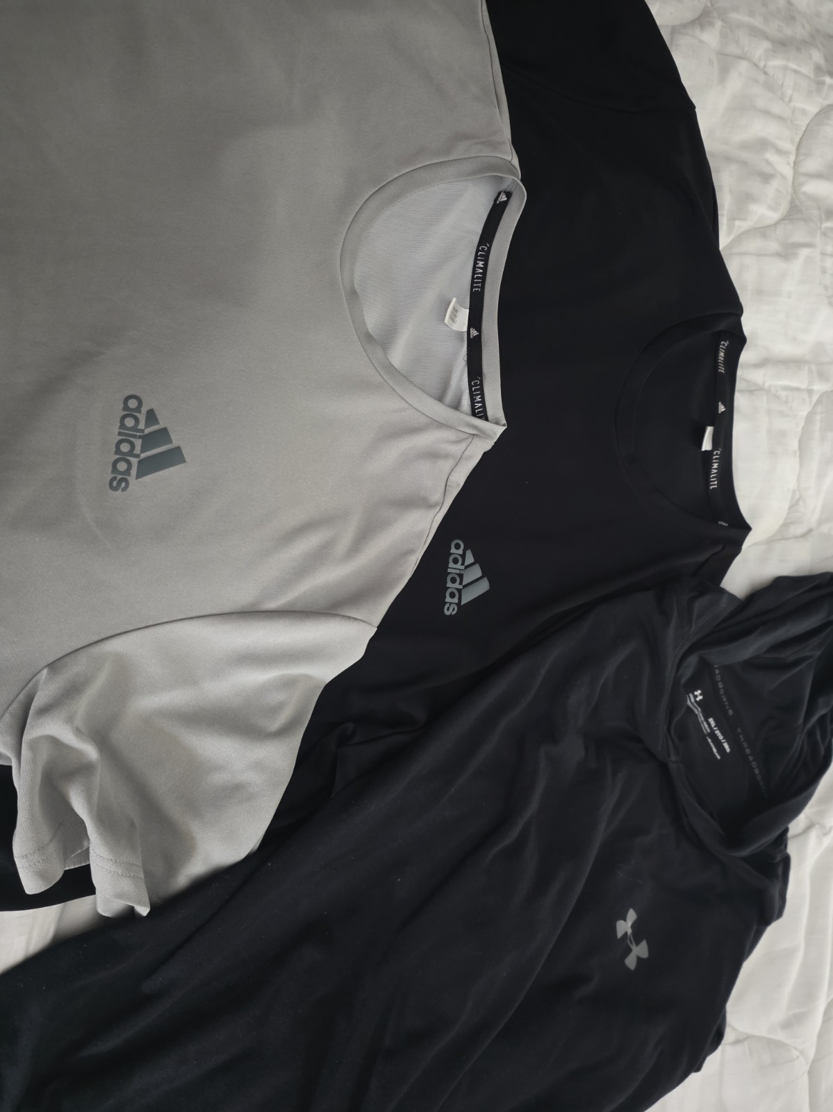 Set of 3 Shirts 2 Adidas Climalite And 1 Under Armor Threadborne Hood