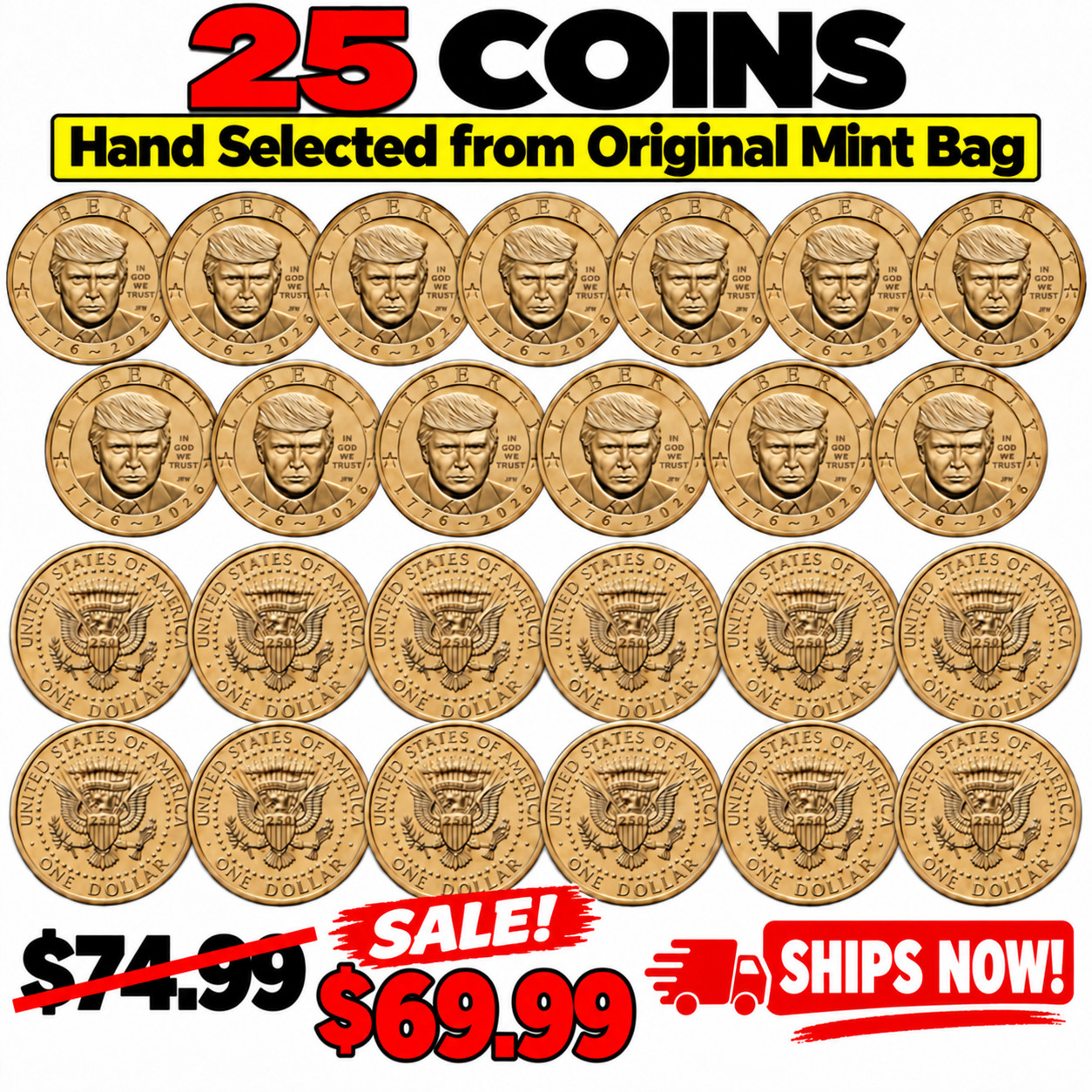 2026 Trump $1 Dollar 25 Coin Roll ChBU from Original Bag Ships Now