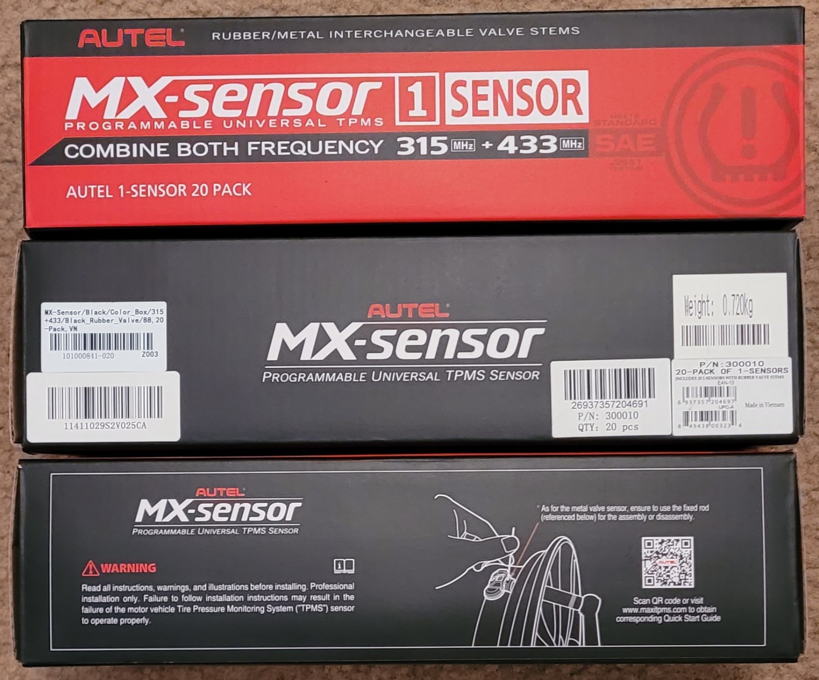 Autel TPMS MX-Sensor 315MHz & 433MHz Programmable Universal Rubber 20 Pack New Autel TPMS MX-Sensor 315MHz & 433MHz Programmable Universal Rubber 20 Pack New
