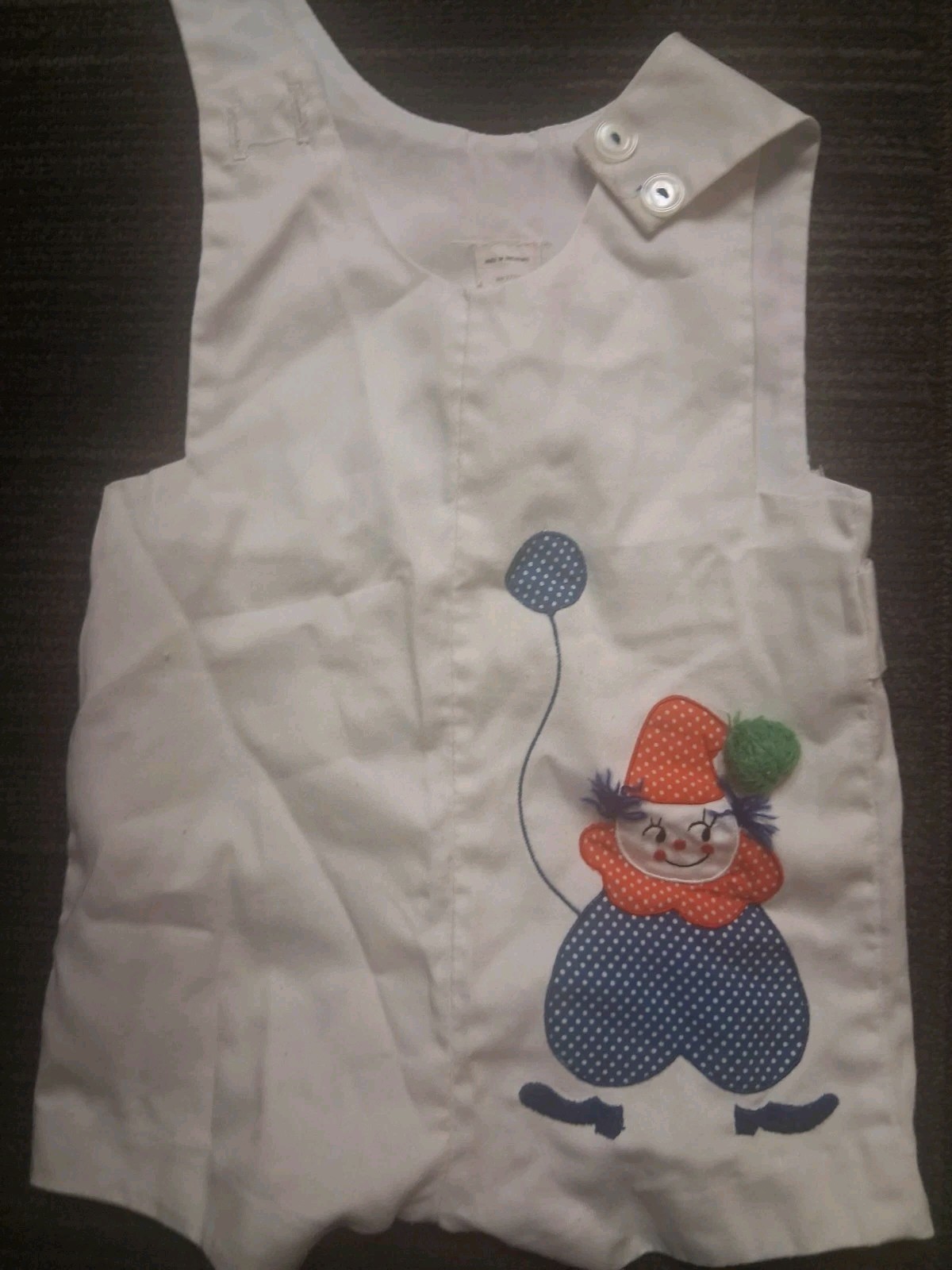 Vintage Baby Boy Outfit Overalls Shorts Clown Design Size 24 Months Vintage Baby Boy Outfit Overalls Shorts Clown Design Size 24 Months