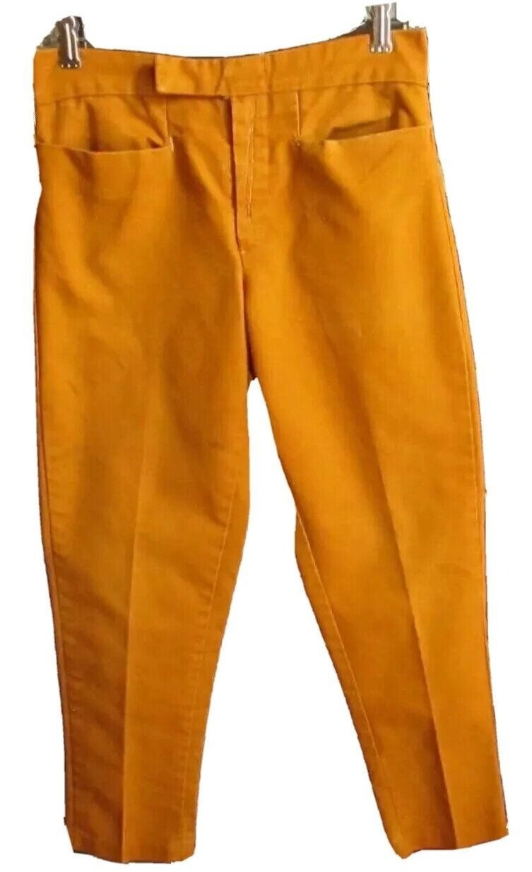 True Vintage Mens Jeans 28x29 70s MUSTARD GOLD MOD STOVEPIPE STRAIGHT RELIC 