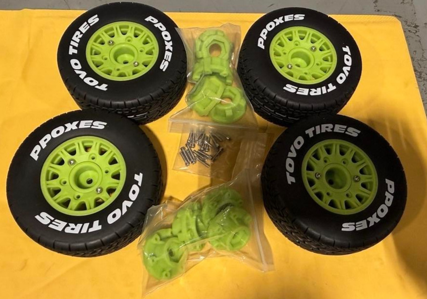 4pcs 1/10 Rc Car Short Course Truck Black Wheels & Tires For Traxxas Slash