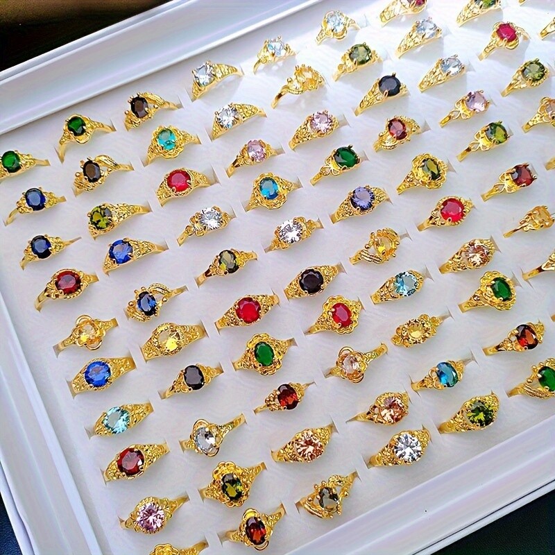 50 Pieces Wholesale Sparkling Zirconia Crystal Ring Mixed Rings 50 Pieces Wholesale Sparkling Zirconia Crystal Ring Mixed Rings