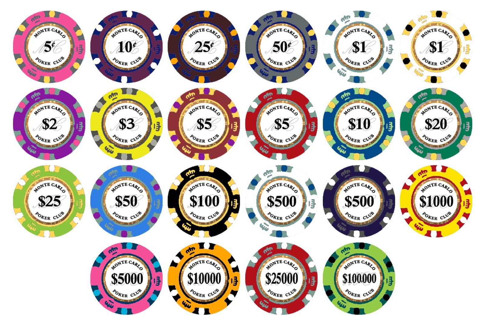 900 Monte Carlo Smooth 14 Gram Clay Poker Chips Pick Your Chips The Poker Store