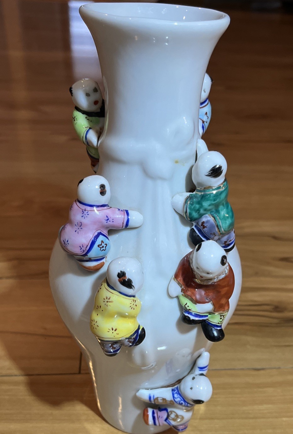 Vintage Oriental Fertility Vase with 7 Climbing Children- 9 3/4 Vintage Oriental Fertility Vase with 7 Climbing Children- 9 3/4