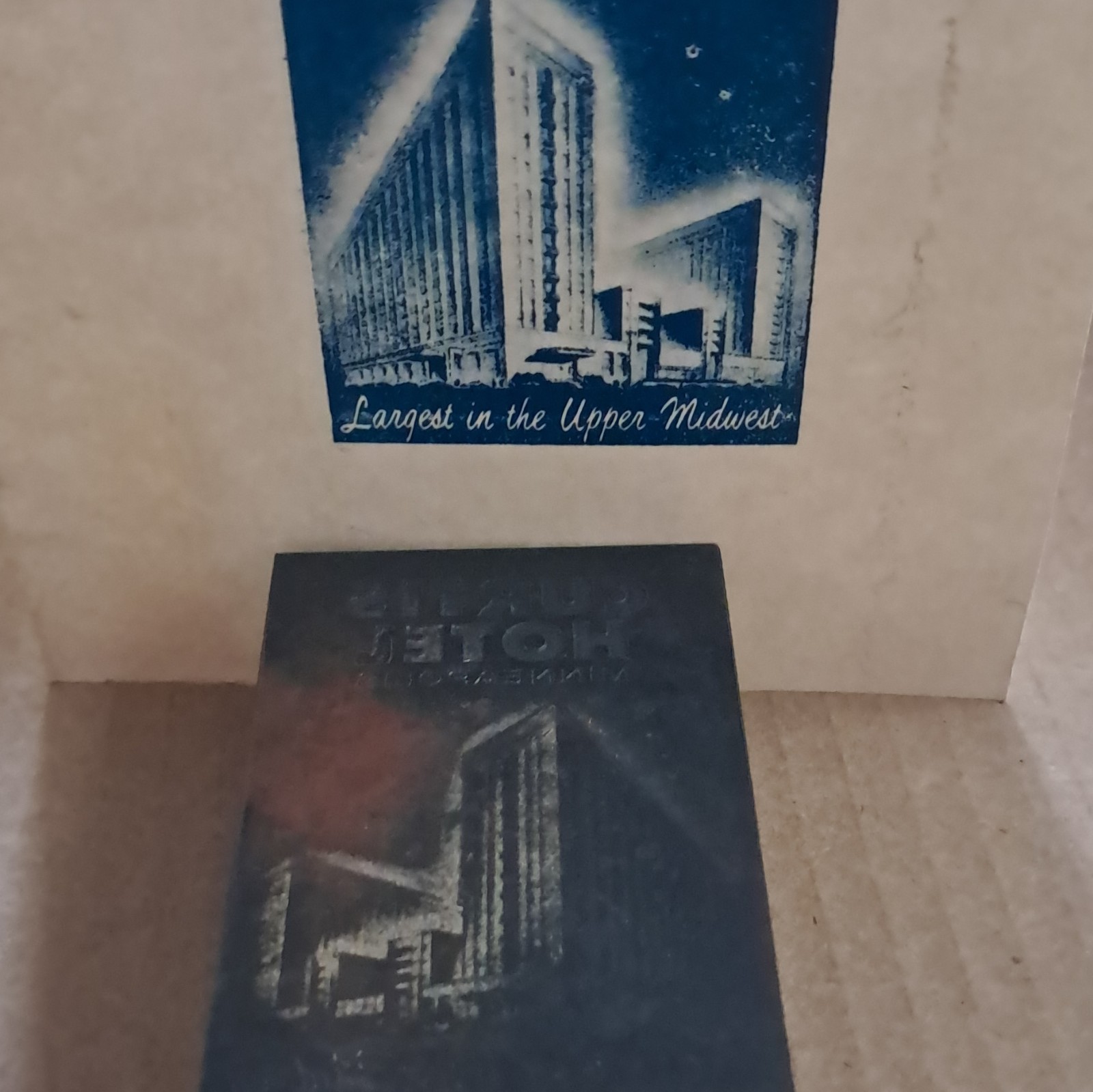 Vintage Curtis Hotel Minneapolis MN Art Deco Letterpress Printing Block 4x3
