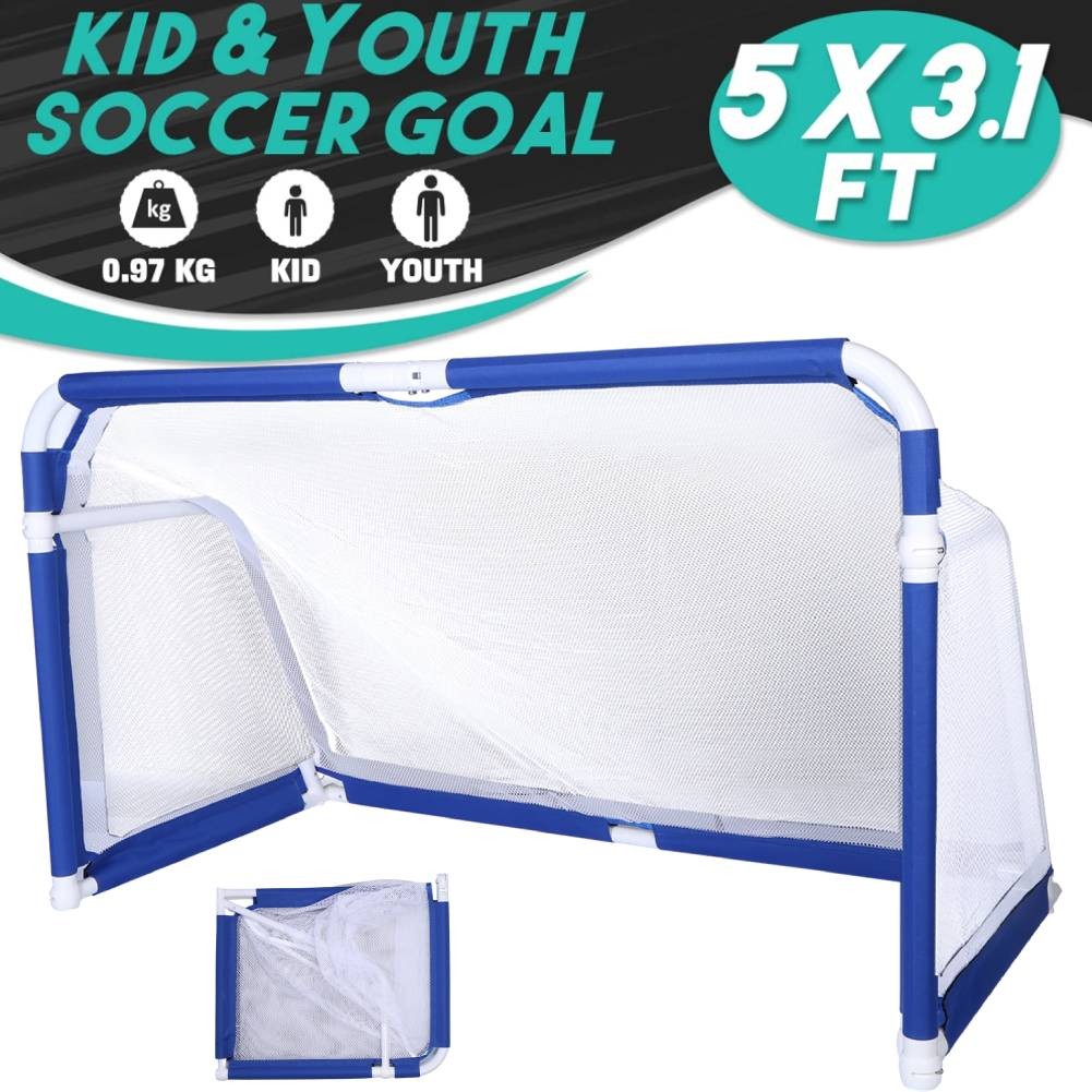 5x3 FT ALUMINIUM PORTABLE FOLDING SOCCER GOAL TRAINING LIGHTWEIGHT FOR BACKYARD