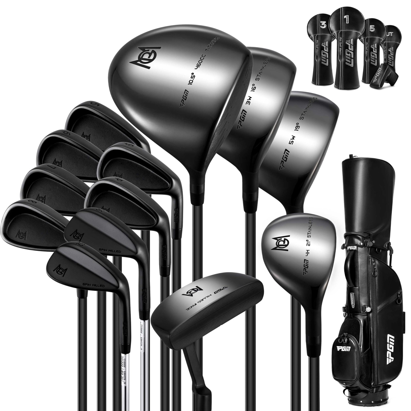 PGM Men's 19 Piece Complete Golf Club Set Right Hand Regular Graphite Shaft Bag PGM Men's 19 Piece Complete Golf Club Set Right Hand Regular Graphite Shaft Bag