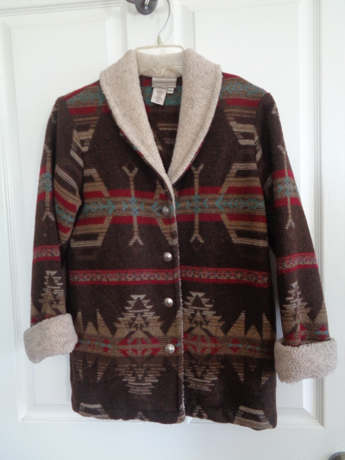 Coldwater Creek WoolBlend Southwestern Blanket Jacket Buffalo Nickel Buttons PXS