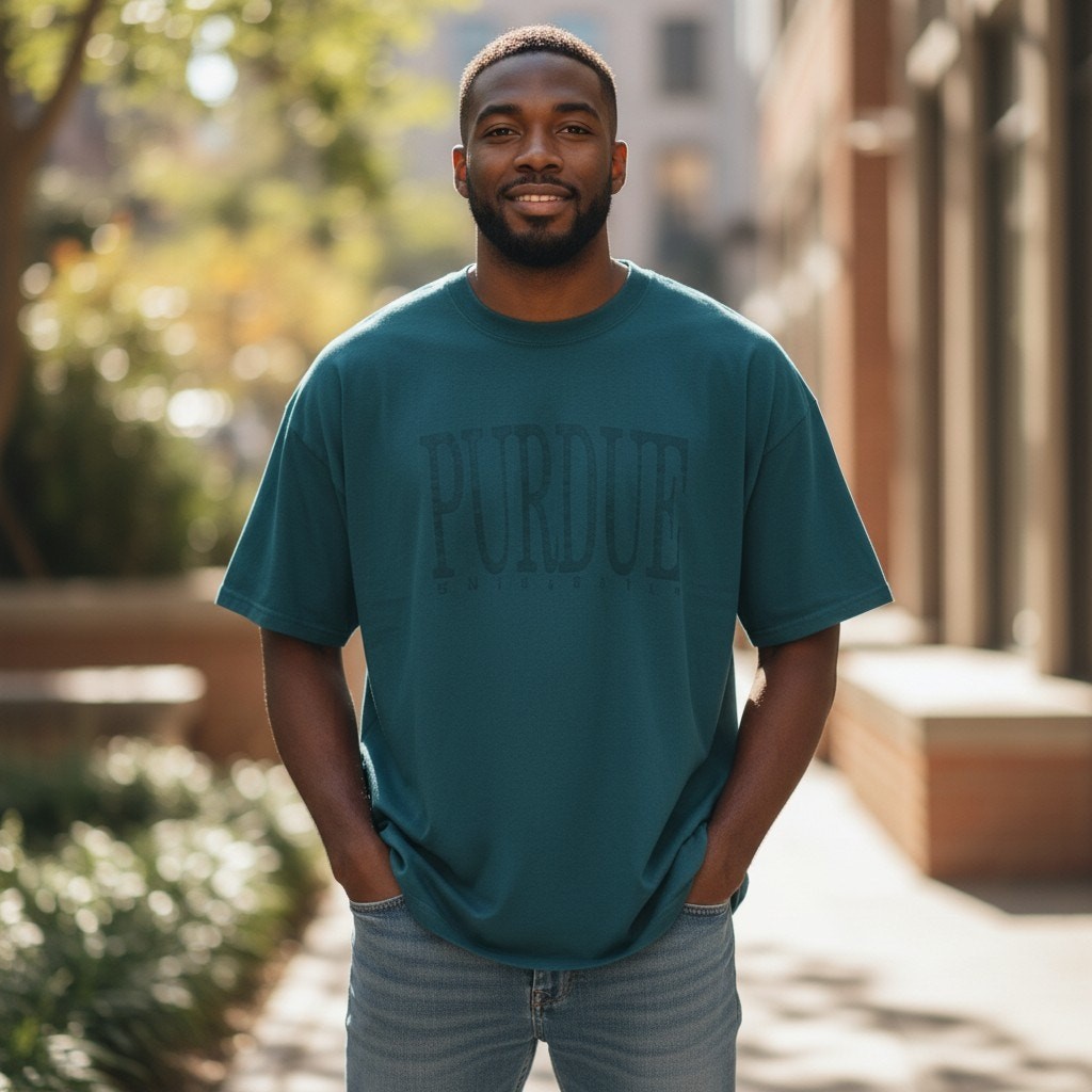 Vintage Purdue University Blue Short Sleeve Crew Neck Tee T-Shirt Mens XXL