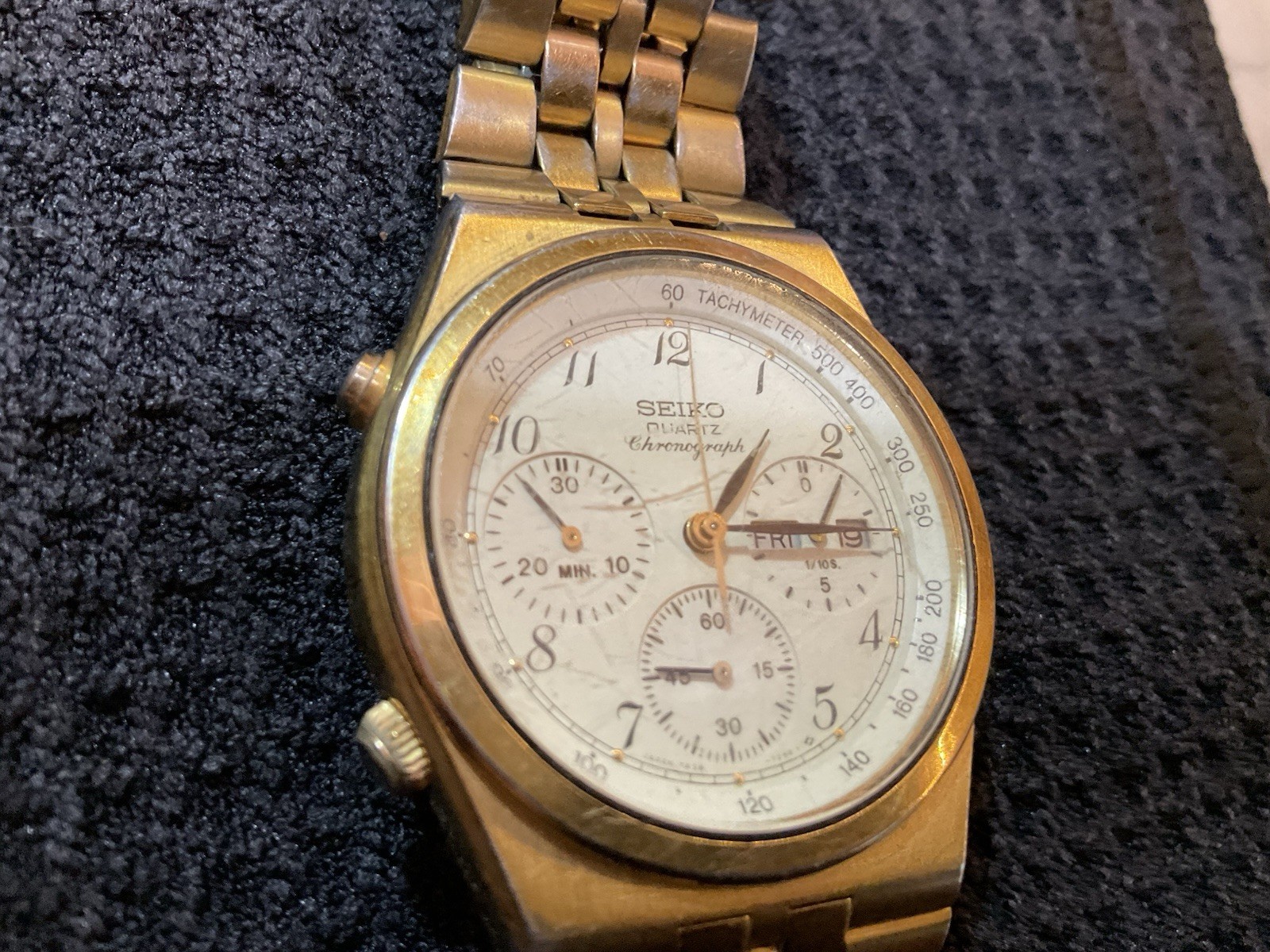 Rare Vintage Seiko Chronograph Watch Men's Gold Tone 7A38-7280 Rare Vintage Seiko Chronograph Watch Men's Gold Tone 7A38-7280