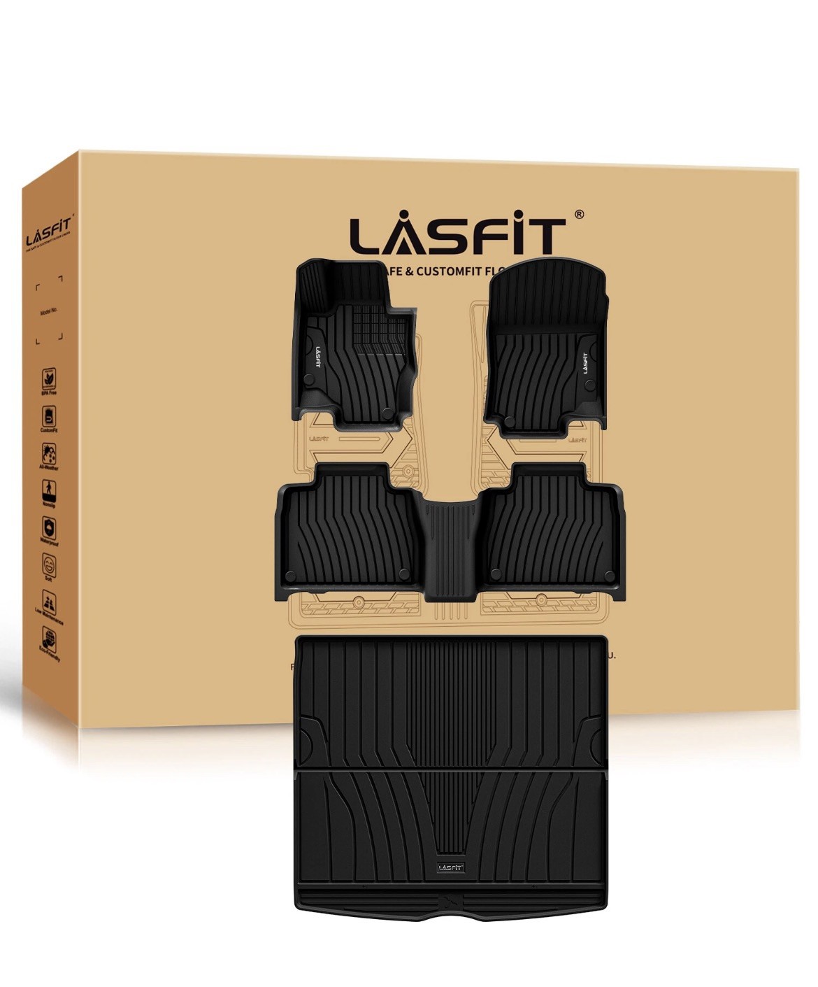 LASFIT Floor Mats for Mercedes Benz GLE350 GLE450 GLE580 2020-2026 SUV Cargo Mat