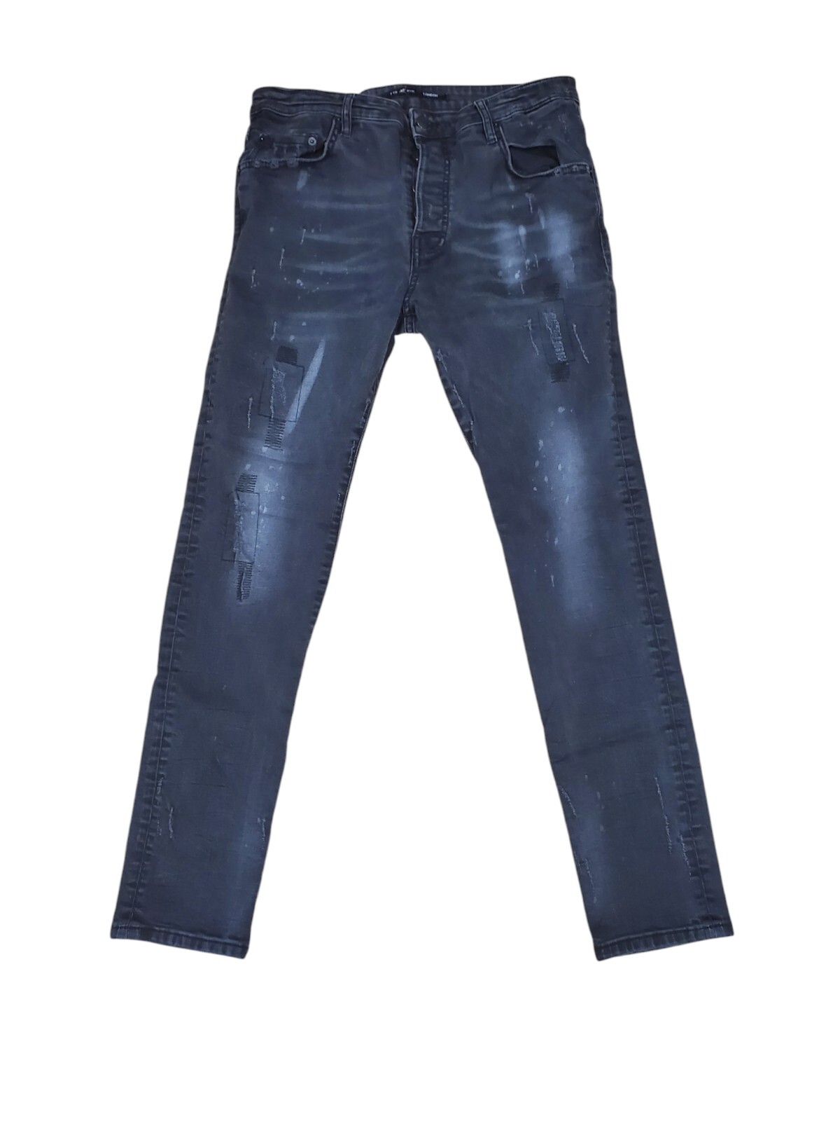 7th Hvn 36x32 Black Jeans London Preloved Distressed Grunge Trendy Heaven 
