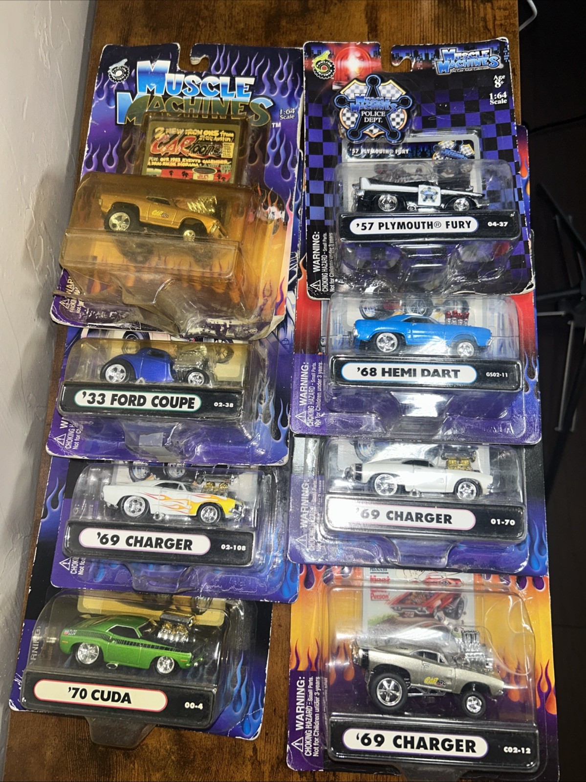 NEW Muscle Machines 1:64 Diecast Car Lot 8 Cars Charger Cuda Ford Plymouth