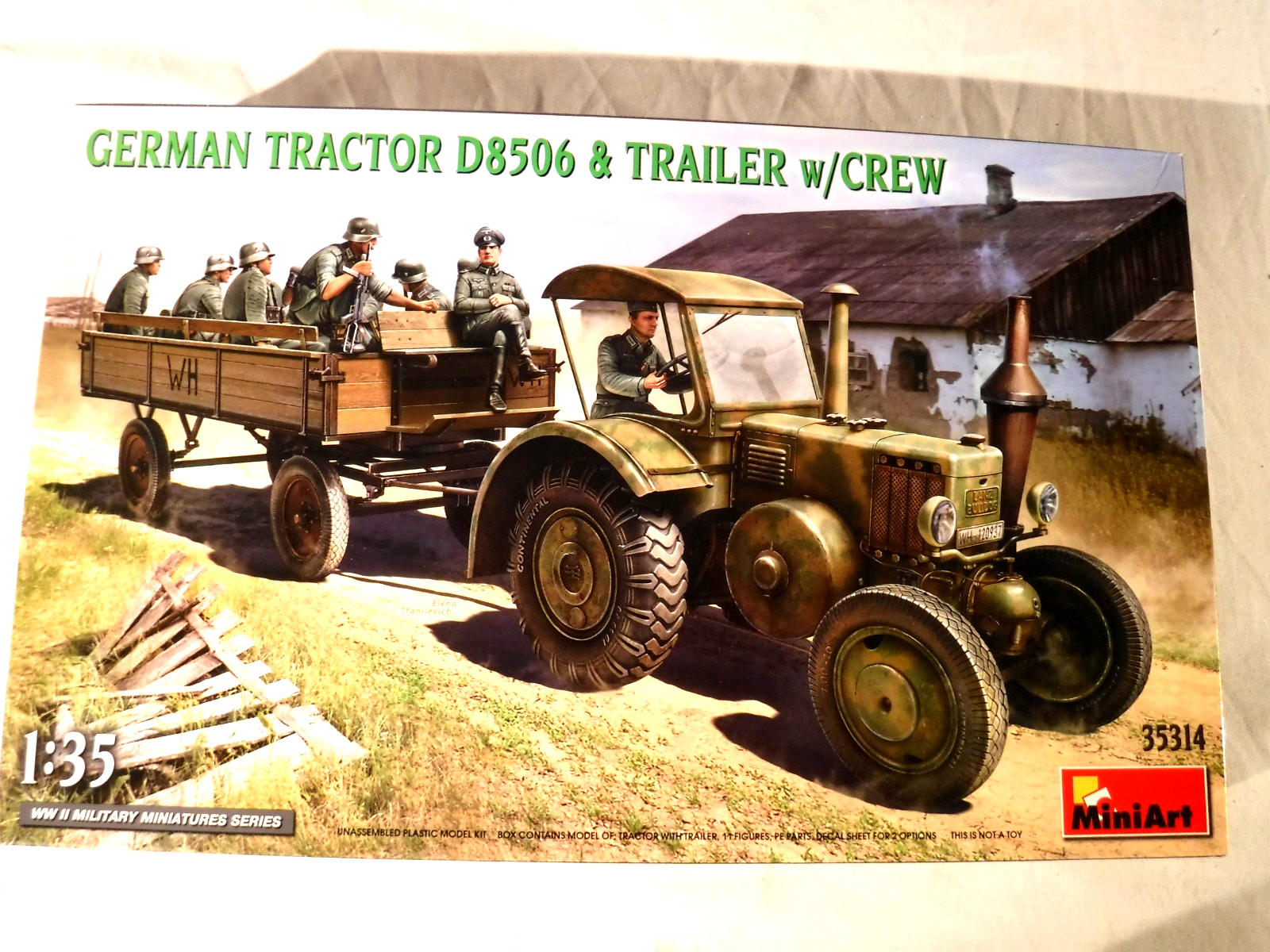Reduced 1/35 Miniart German Tractor D8506 w/ Cargo Trailer & 11 Figures # 35314