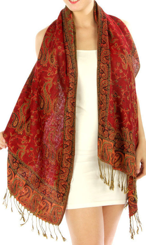  Fashion Outlined Paisley Pashmina Scarf Shawl Wrap 24 COLORS 