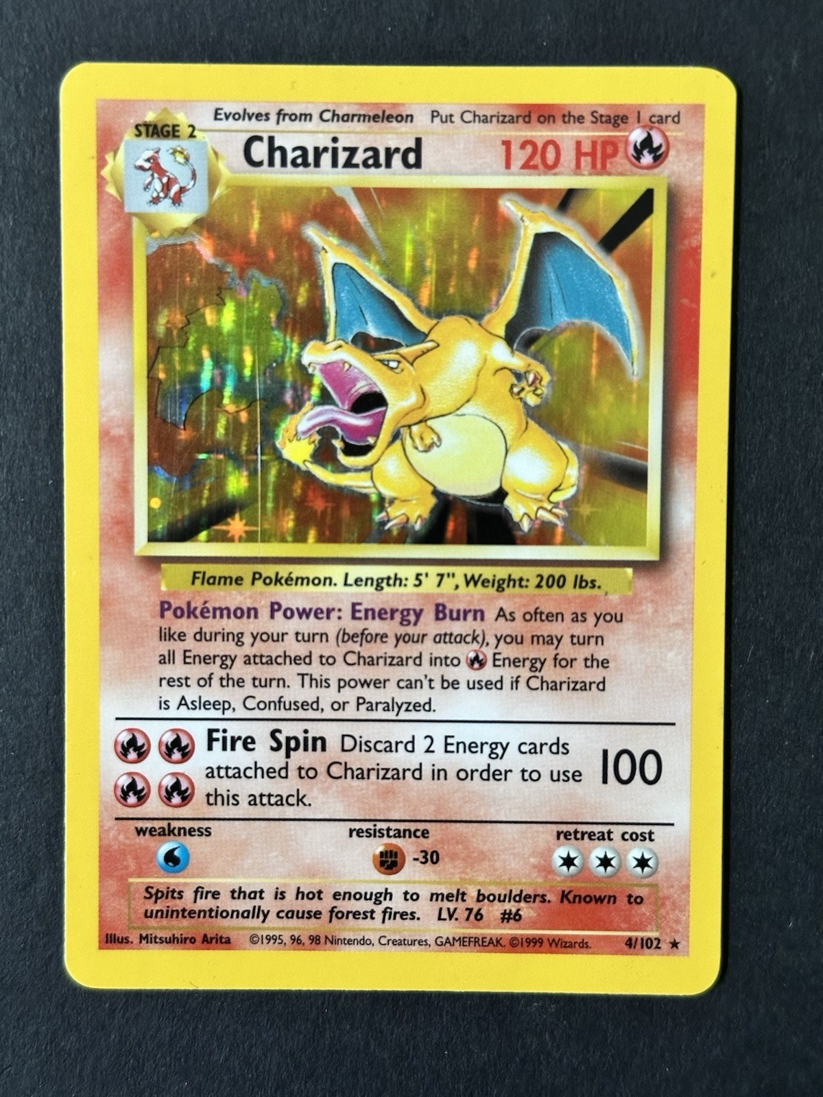 Charizard 4/102 Holo Base Set Pokemon 1999 Charizard 4/102 Holo Base Set Pokemon 1999