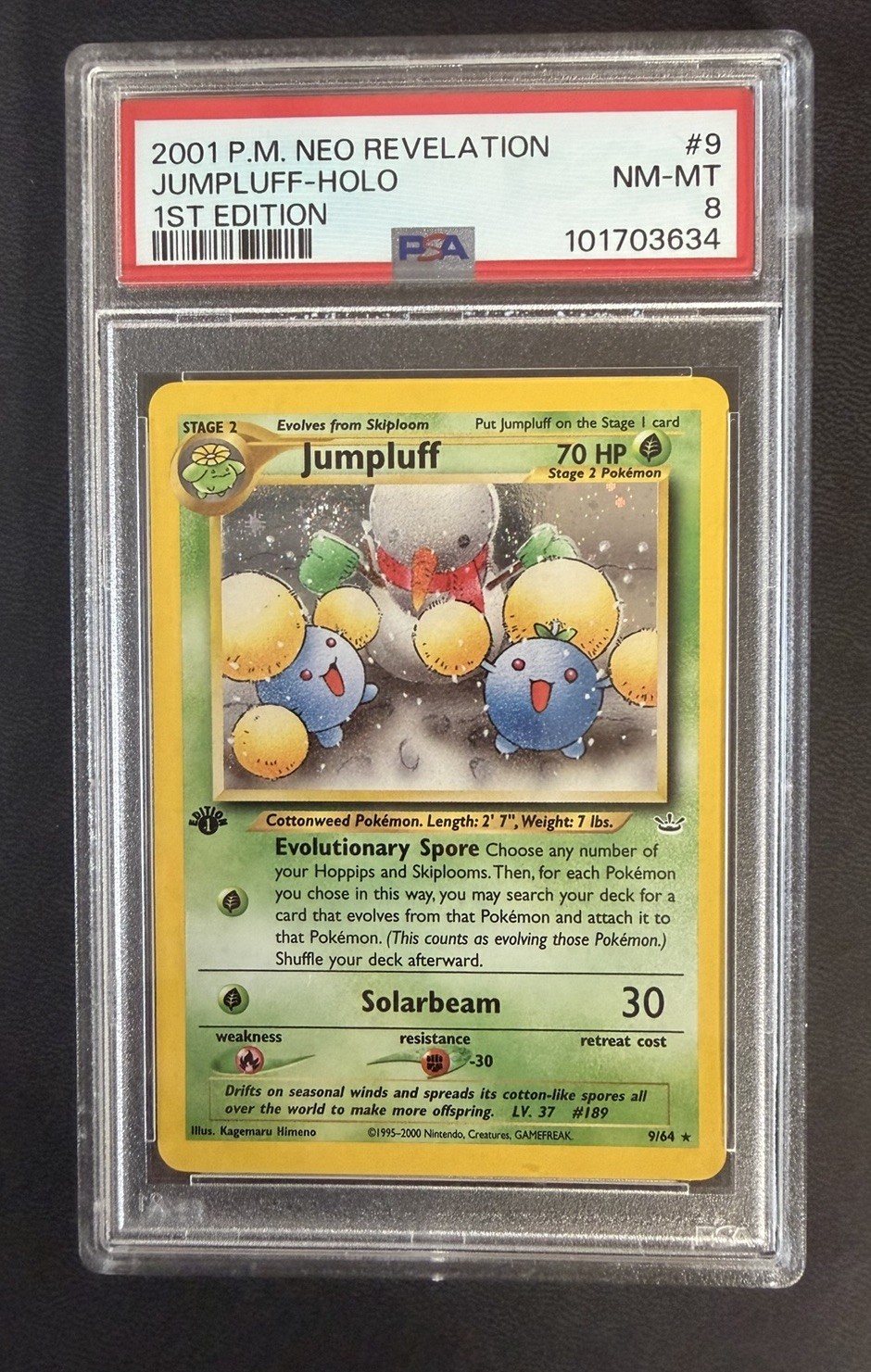 2001 POKEMON NEO REVELATION 1ST EDITION #9 JUMPLUFF-HOLO PSA 8 SWIRL π« 2001 POKEMON NEO REVELATION 1ST EDITION #9 JUMPLUFF-HOLO PSA 8 SWIRL π«