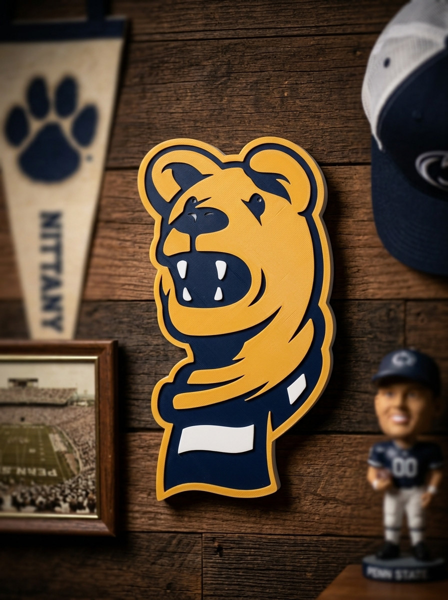Penn State Nittany Lion Mascot 3D Sign Wall Desk Shelf Man Cave Decor