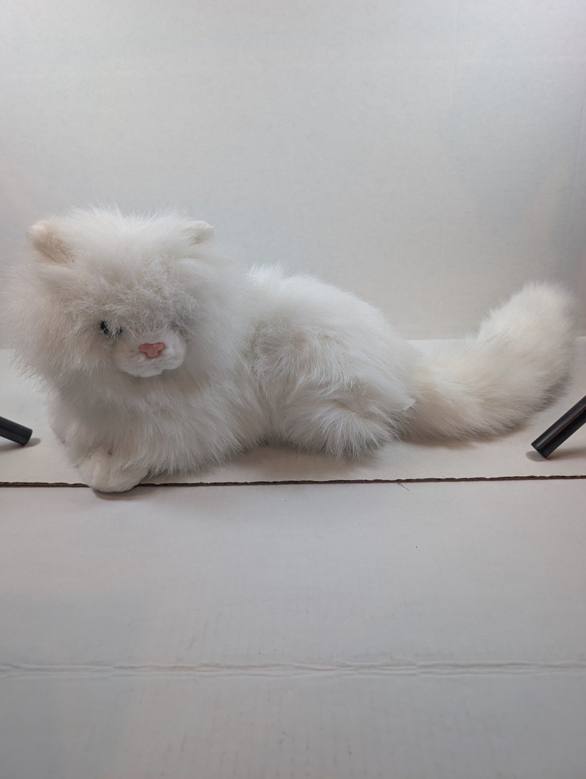 Vtg RUSS Berrie Nikki White Persian Cat Plush Stuff Animal Long Hair Green Eyes