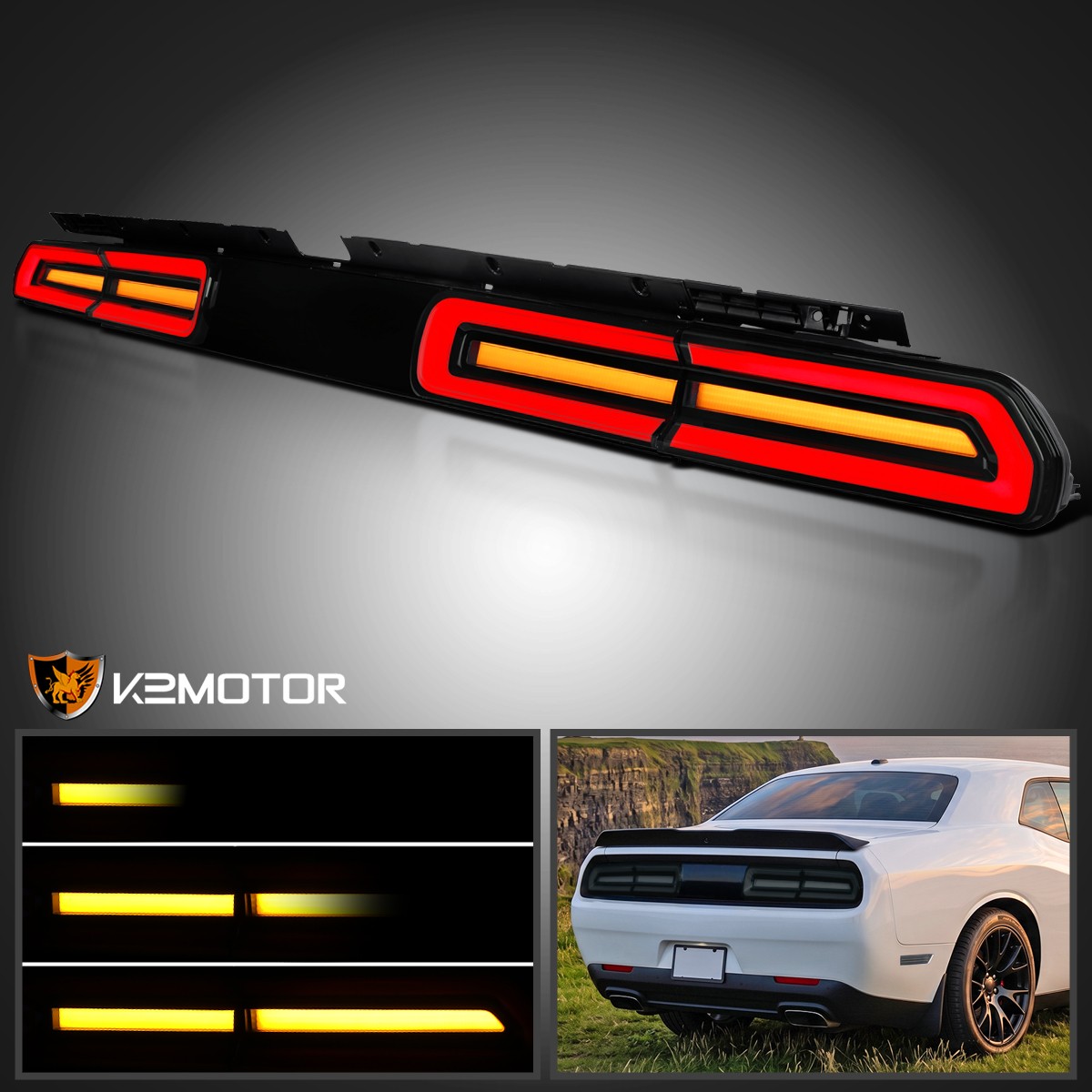 Smoke Fits 2008-2014 Dodge Challenger LED Tail Lights Sequential Turn Signal