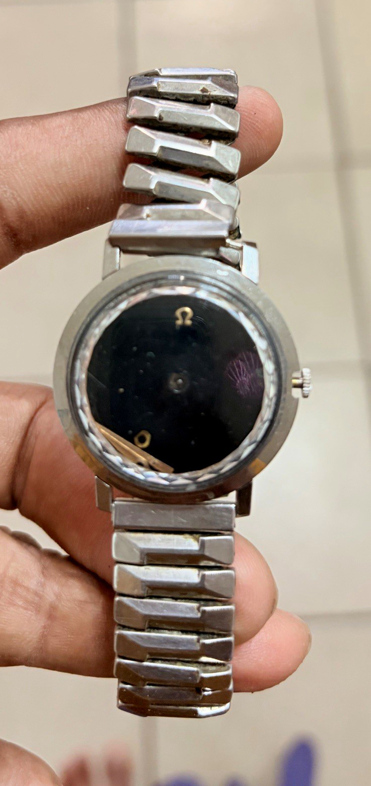 OMEGA Swiss Made Vintage Manual Wind Black Dial Stainless Steel Bracelet Watch