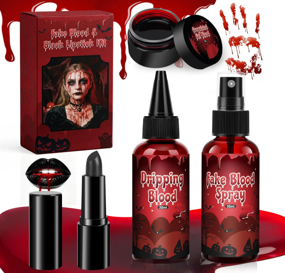 Halloween Fake Blood Kit Cosplay Vampire Makeup Accessories