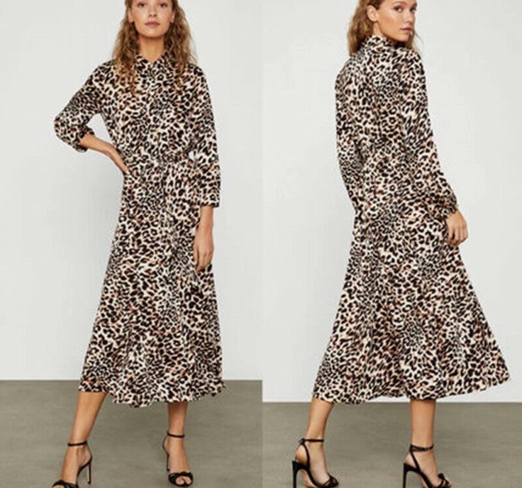 NEW BCBG MAX AZRIA LEOPARD-PRINT BLOUSON SHIRTDRESS SIZE XS $298.00