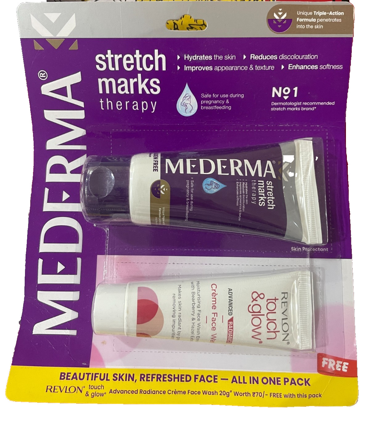Mederma Stretch Marks Therapy, 50g + Free Revlon Touch & Glow Face Wash 20 Gm