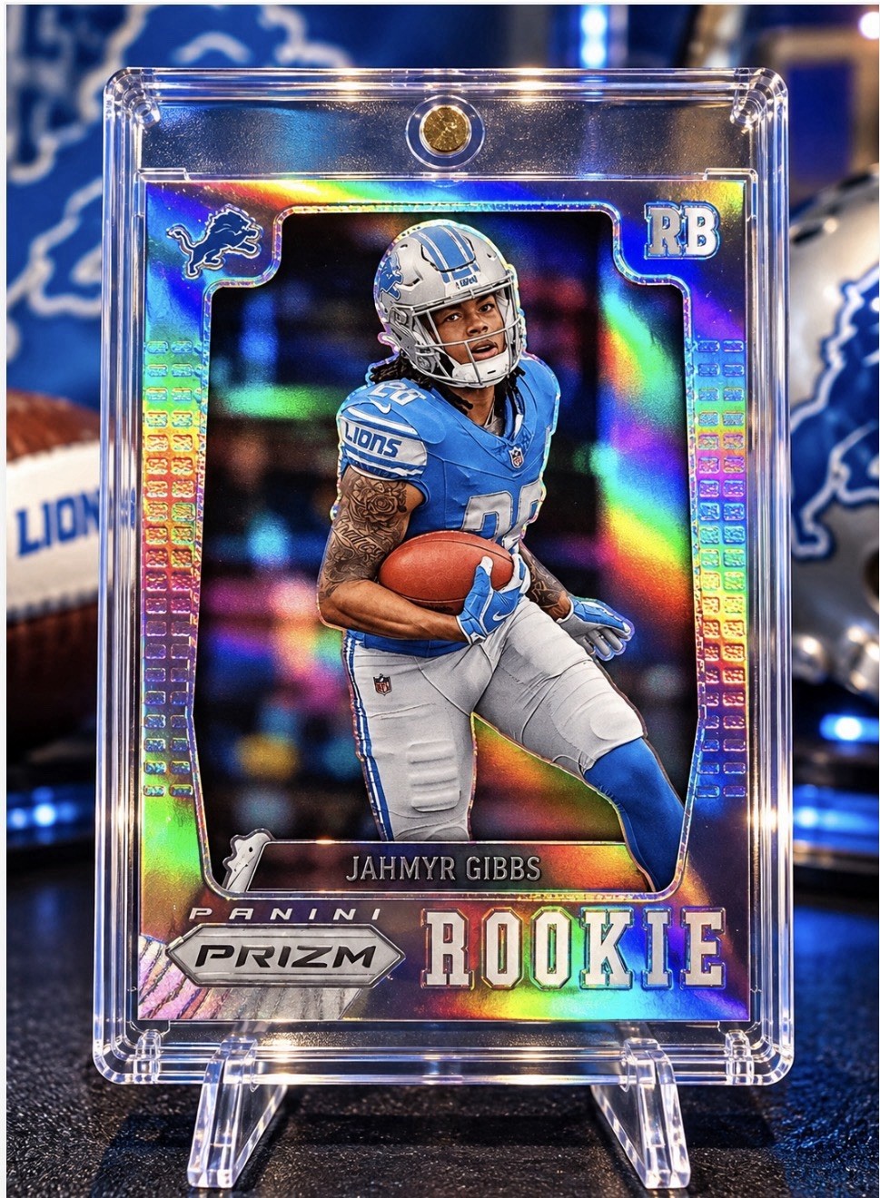 Jahmyr Gibbs ROOKIE RARE HOLO REFRACTOR PRIZM SPORTS CARD LIONS MINT RC Jahmyr Gibbs ROOKIE RARE HOLO REFRACTOR PRIZM SPORTS CARD LIONS MINT RC