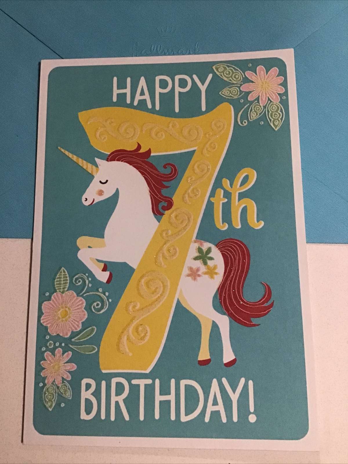 Happy 7th Birthday 7 Years Old Unicorn Horse Niece Daughter Hallmark Greeting