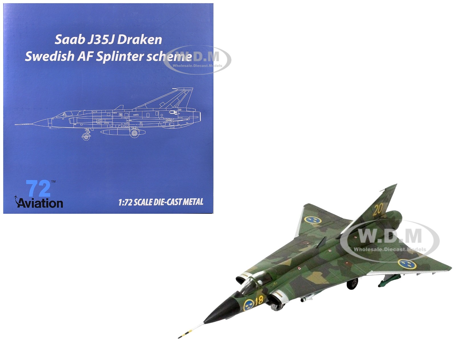 SAAB J35J DRAKEN AIRCRAFT SWEDISH AF SPLINTER SCHEME 1/72 AVIATION 72 AV72-41008