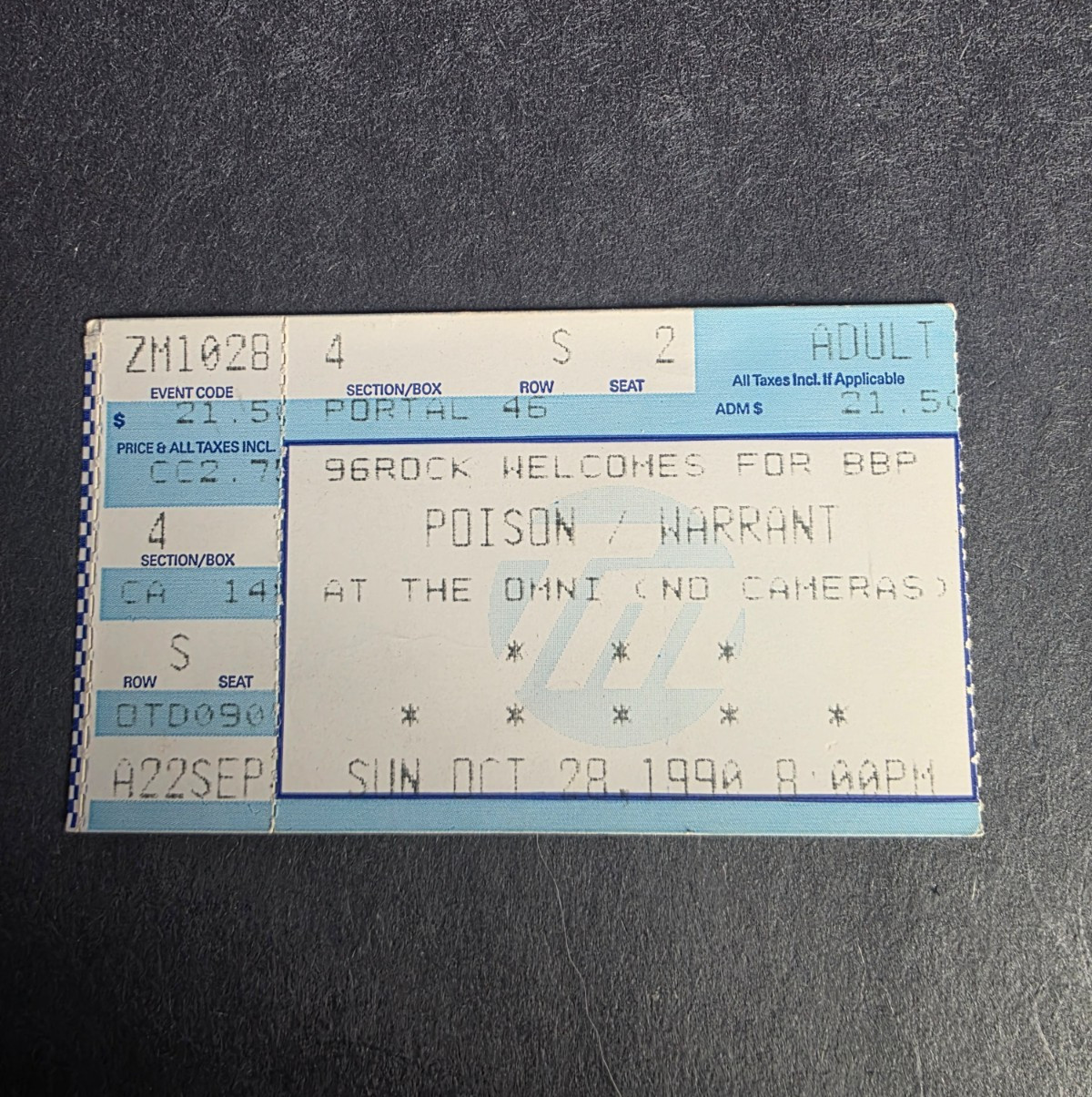 Vintage 1990 POISON & WARRANT Concert Ticket Stub-The Omni Atlanta 96ROCK Vintage 1990 POISON & WARRANT Concert Ticket Stub-The Omni Atlanta 96ROCK