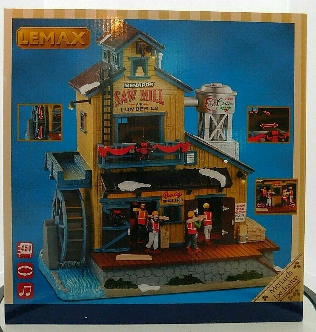 LEMAX Holiday House Village Exclusive Menards Saw Mill Animated Sight Sound NIB