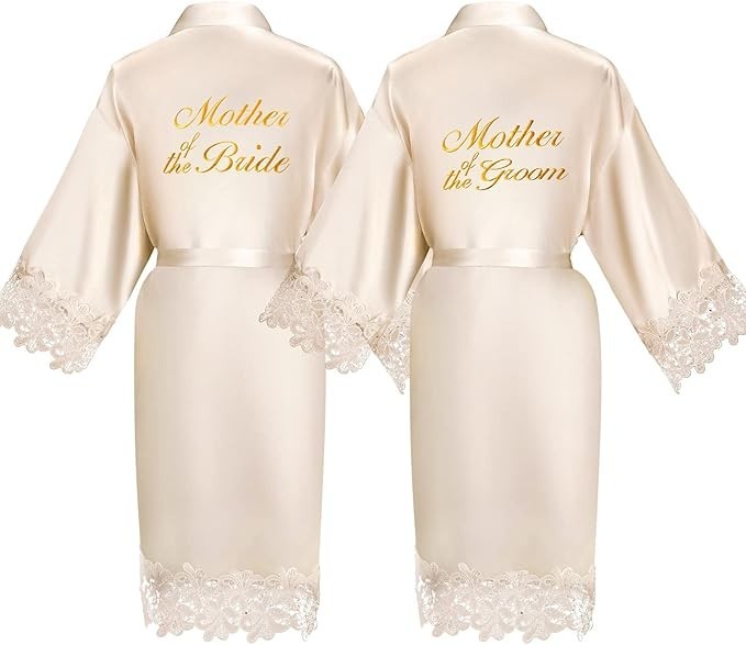 2 PCS Women Bridal Robe for Mother of The Bride Groom Satin Robes for Wedding...