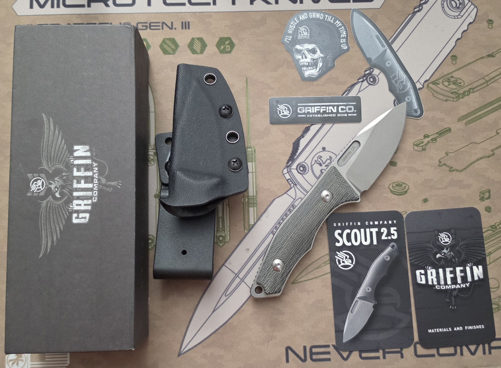 Griffin Company Scout 2.5 S35VN Stonewash Black Micarta Scales Griffin Company Scout 2.5 S35VN Stonewash Black Micarta Scales
