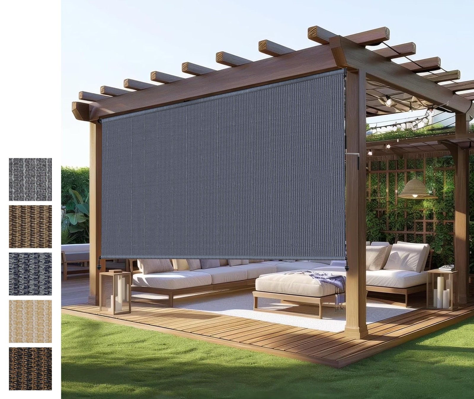 Outdoor Roller Shade Exterior Cordless Patio Sun Blinds Porch Privacy Roll Up