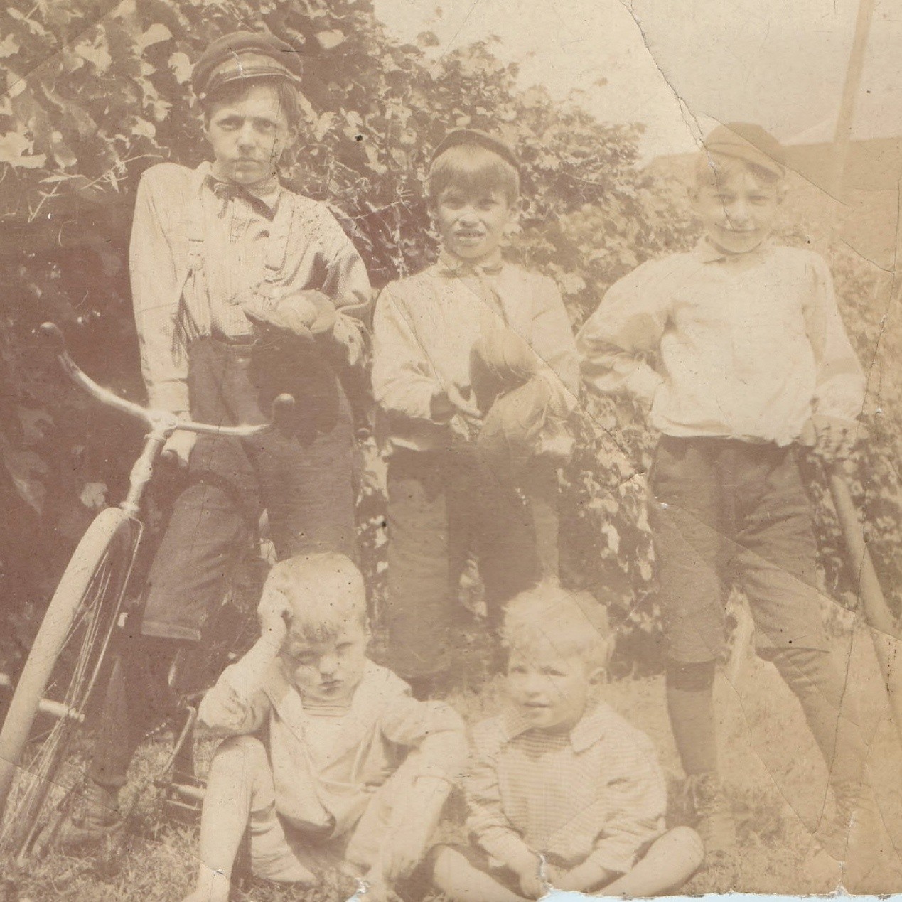 ID\'d c1900s Boys Bicycle Baseball Gloves Snapshot Photo Albert Wilbert Thurlow