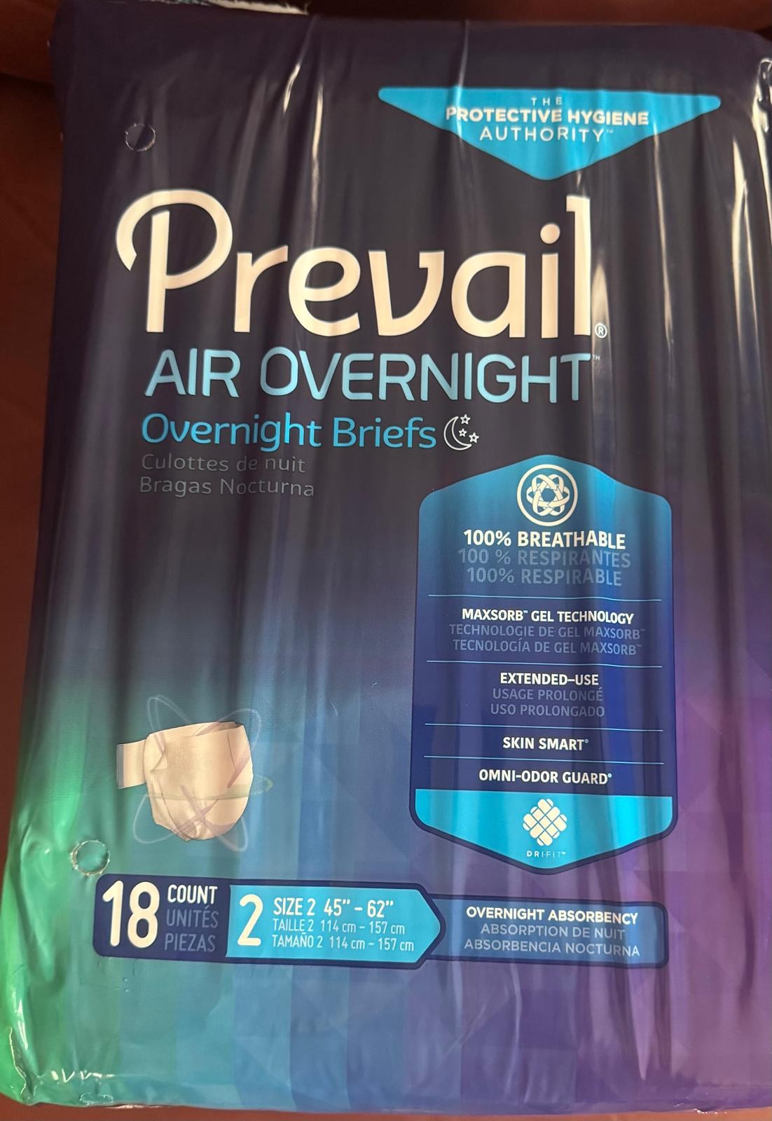 6 Packs Prevail Air Overnight Briefs Size 2 18 Ct Each Total 108 Adult Absorbent
