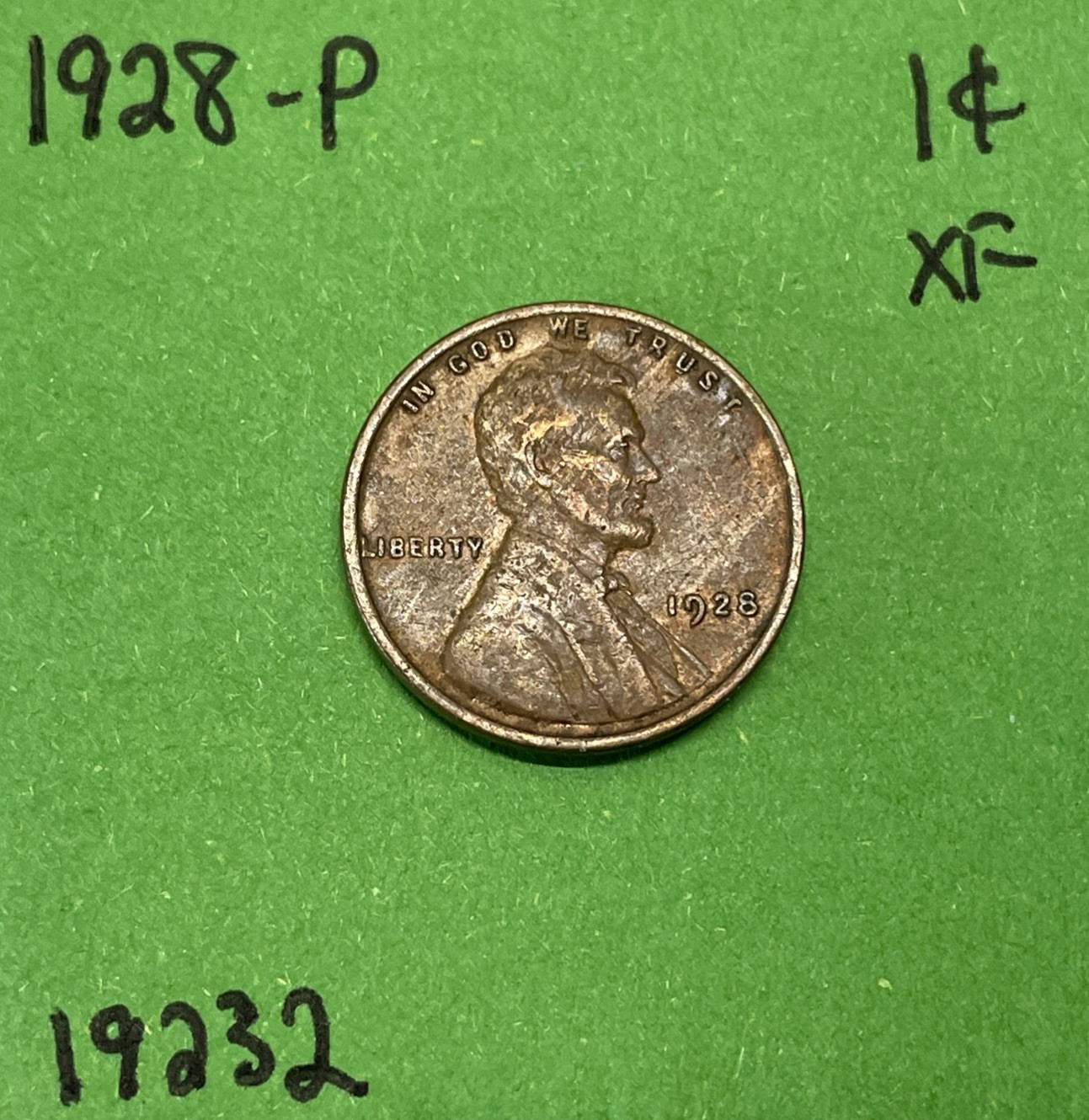 1928 -P Lincoln Wheat Cent / Penny 1c Extra Fine