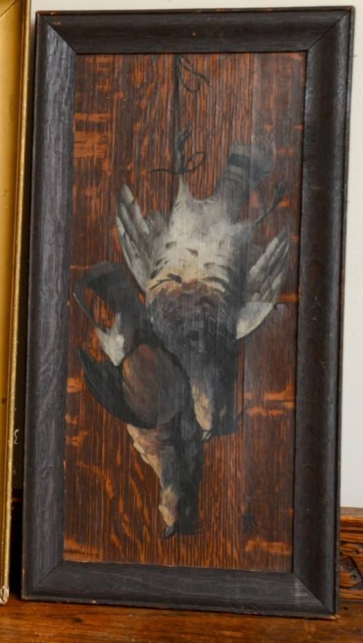 ca. 1880 Antique French Oil Painting Game Birds Hunting Still Life on Board ca. 1880 Antique French Oil Painting Game Birds Hunting Still Life on Board