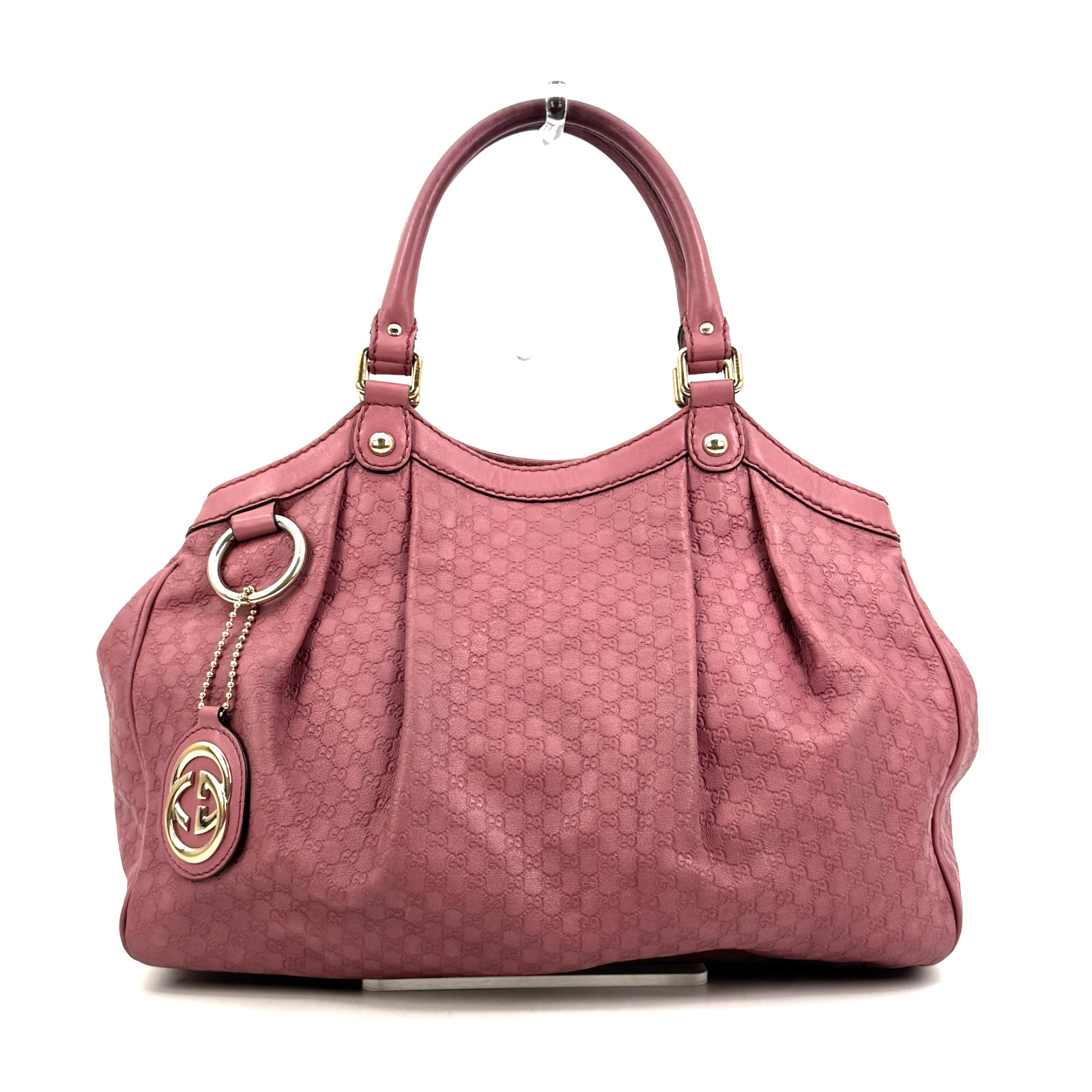 Gucci Shoulder Bag Sukey Leather Shima  Micro GG Pink Authentic 420T0450
