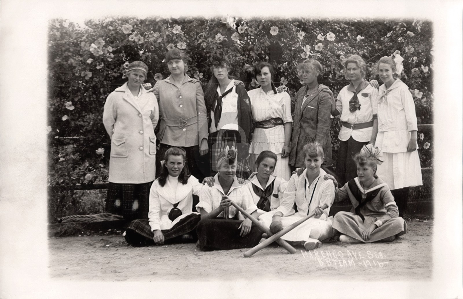 1910 Marengo Ave Los Angeles CA Girls Baseball Team RPPC Photo Postcard COPY