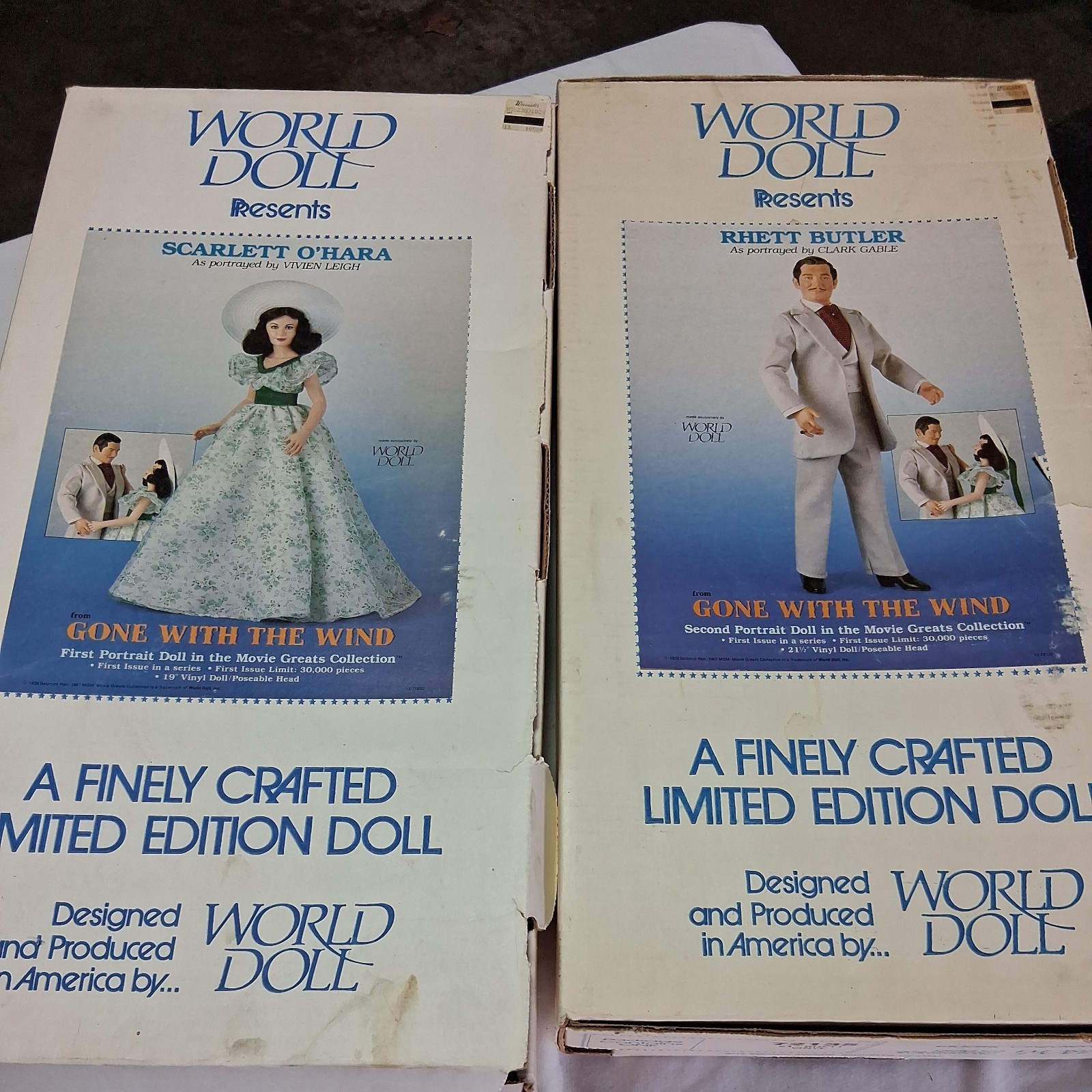 VTG 1985 World Doll Gone With The Wind Set Scarlett O’Hara & Rhett NRFB COA