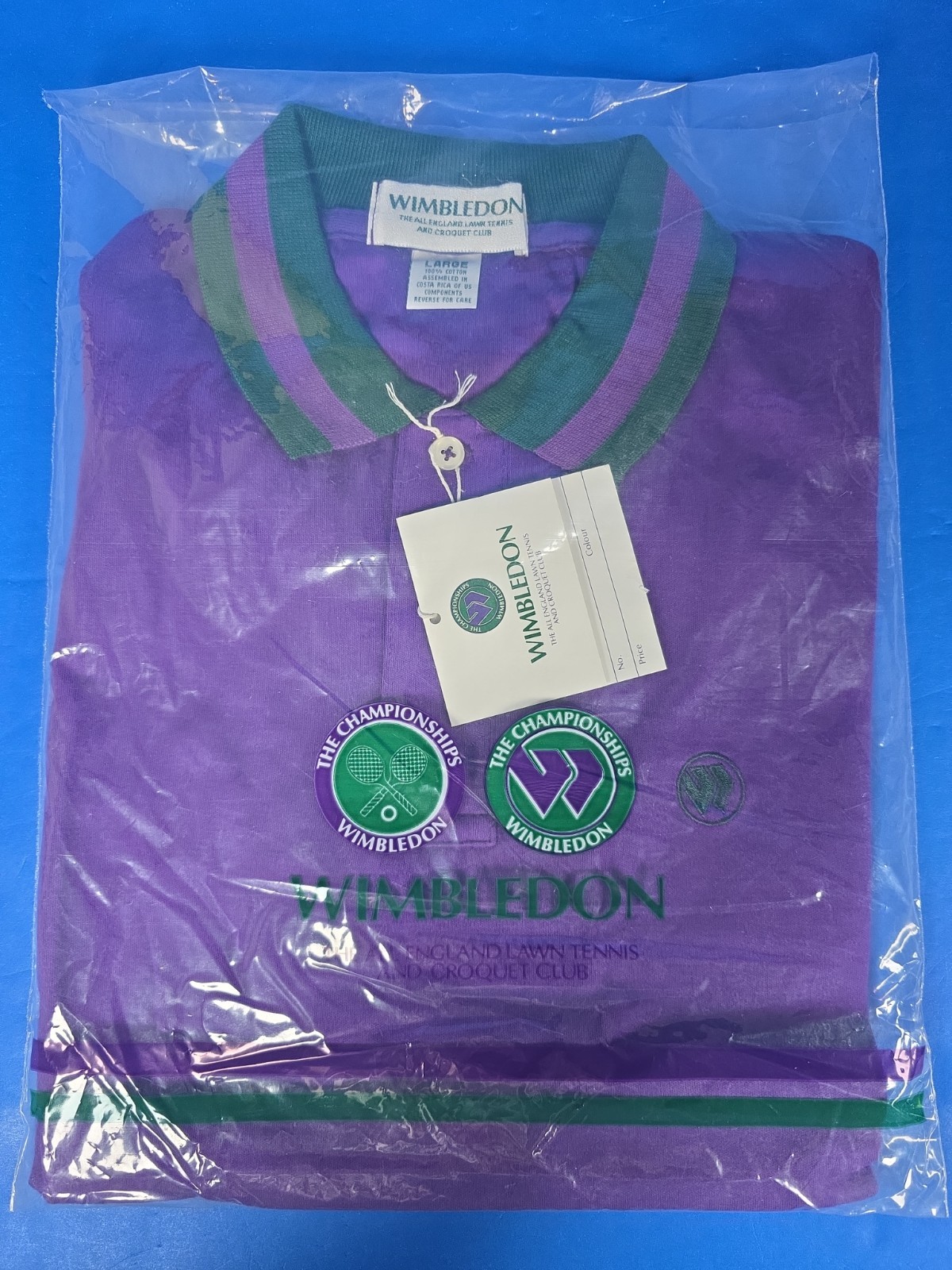 Wimbledon All England Lawn Tennis Shirt Large Purple Official New Wimbledon All England Lawn Tennis Shirt Large Purple Official New