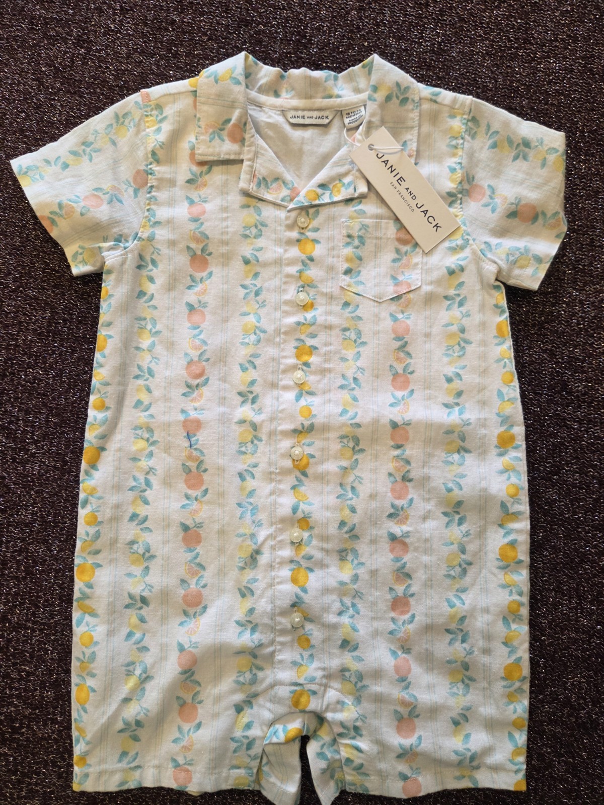 NWT Janie And Jack Romper Lemon Orange Italian Almalfi Coast Feel NWT Janie And Jack Romper Lemon Orange Italian Almalfi Coast Feel