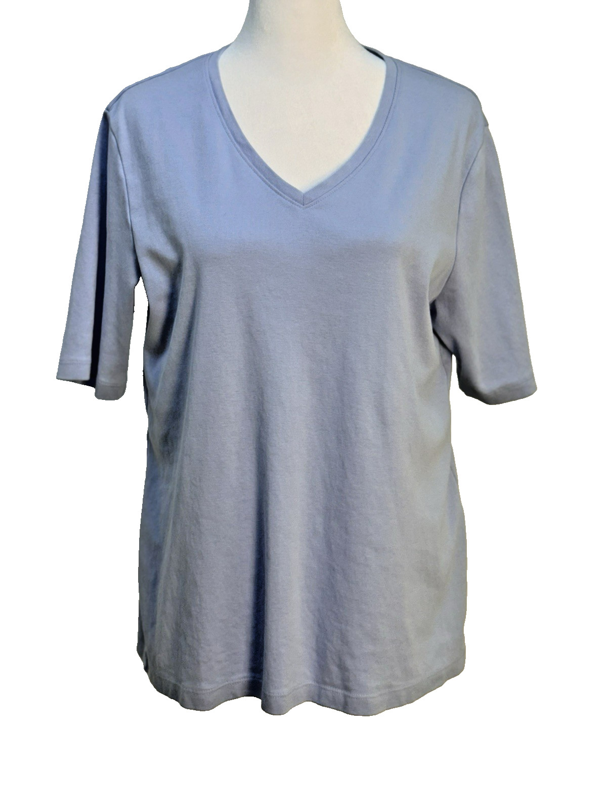 Chico’s True Color Tee 2 Blue V-Neck Short Sleeve Cotton Knit Top