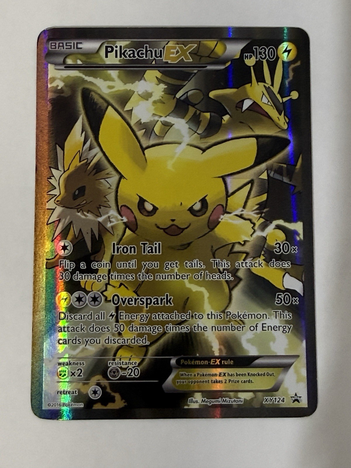 Pokemon Pikachu EX - XY124 - Black Star Promo XY Full Art Holo Card Very Good+