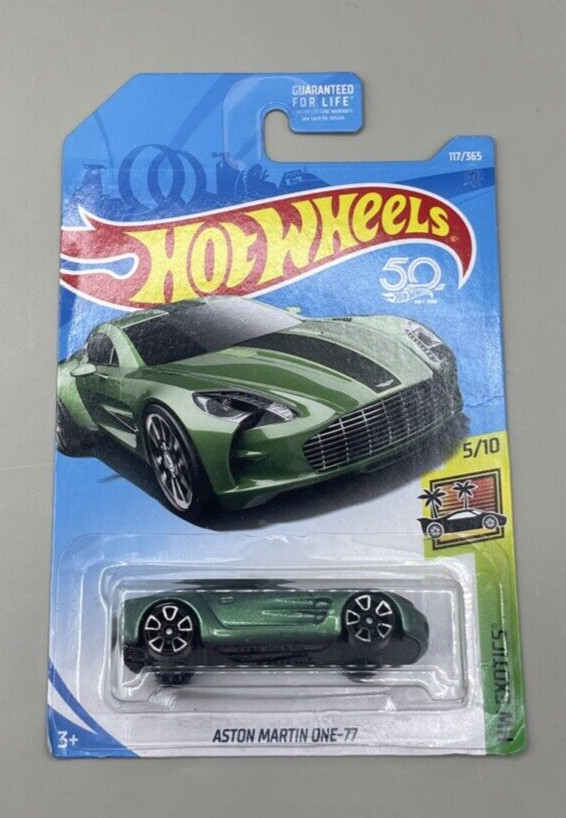 2017 Hot Wheels 117/365 Aston Martin One-77 Green HW Exotics 5/10 50th 2017 Hot Wheels 117/365 Aston Martin One-77 Green HW Exotics 5/10 50th